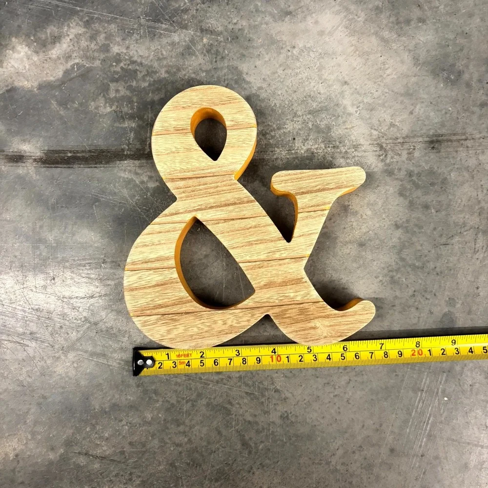 Rustic Wooden Ampersand Orange Sign Farmhouse Shelf Decor 